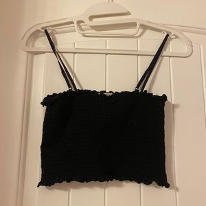 Black ruched crop top